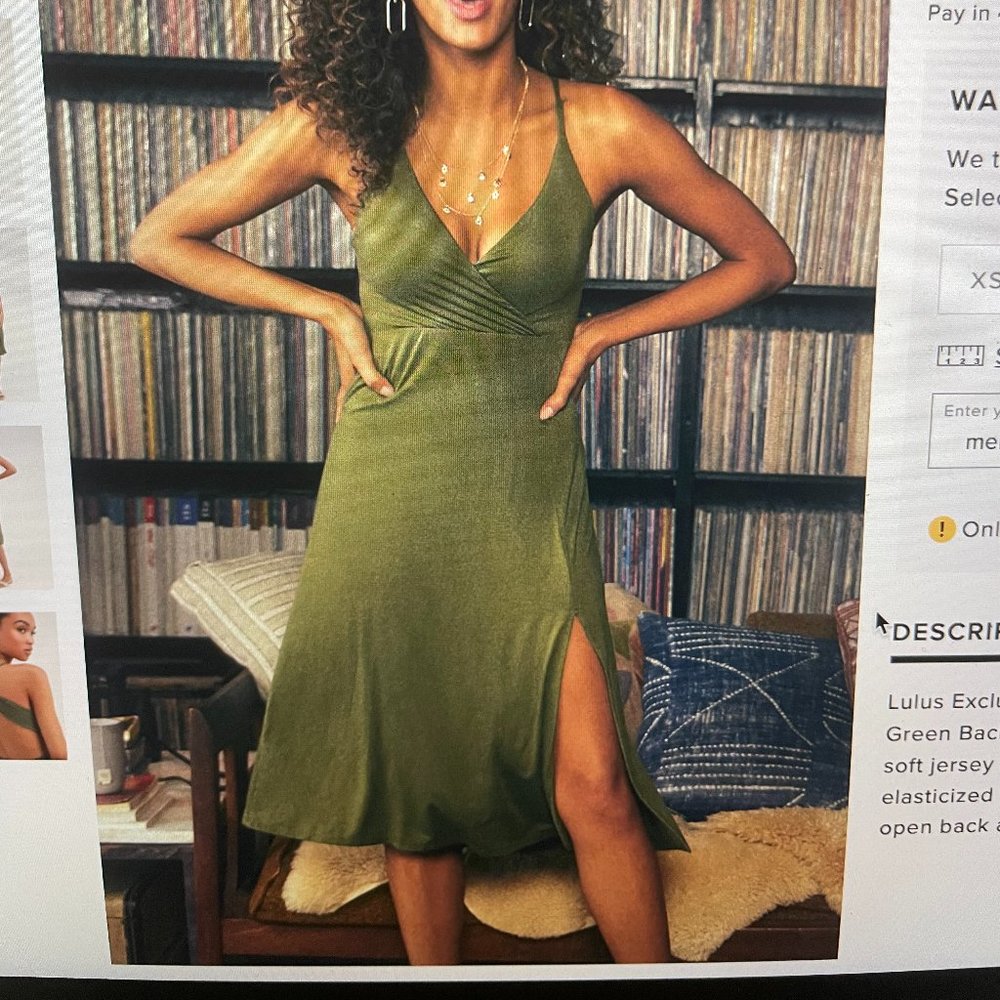 Lulu's Olive Green Backless Midi Dress